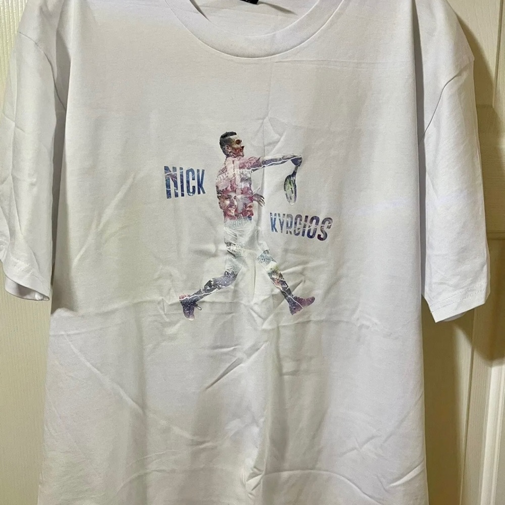 NEW NK NICK KYRGIOS WIMBLEDON TENNIS FINALS US OPEN T-SHIRT LARGE L Limited Ed - Picture 3 of 3